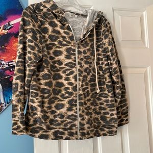 Anthropologie leopard zip up hoodie size medium
